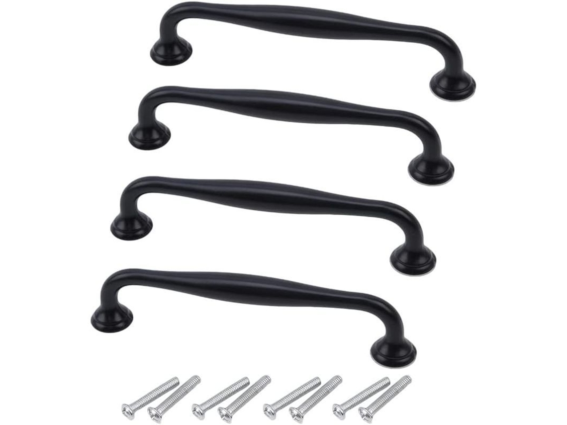 Mangoes De Mueble Linjou 4 Piezas Manijas De Armario Negro Para Cocina Baño Robador
