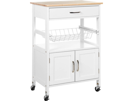 Carrito de cocina blanco/madera clara BELIANI Lugo