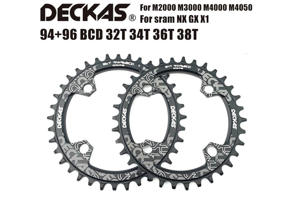 Coroa Redonda Simétrica Deckas 94+96 Bcd Para Bicicleta Compatível Com Pedivelas Mtb De 32t 34t 36t E 38t Incluindo Modelos M4000 M4050 Gx Nx E X1