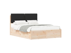 Maison Exclusive - Estructura De Cama Con Cabecera Tapizada Negro 160 X 200 Cm