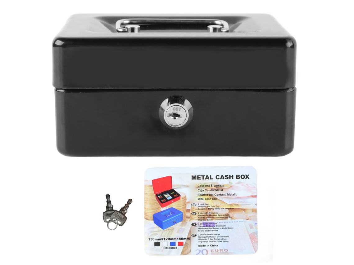 Caja Metálica Para Dinero Con Cerradura, Portátil, Segura Para Dinero, Documentos, Hogar, Coche, Con 2 Llaves.