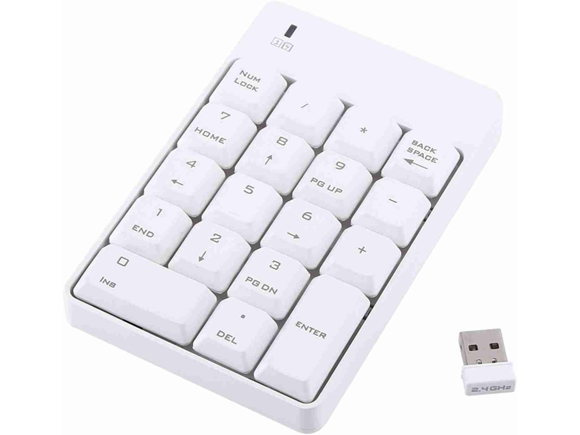Teclado Numérico Inalámbrico De 2,4 Ghz, Usb Compacto, 18 Teclas Para Ordenadores De Sobremesa Y Portátiles, Blanco.