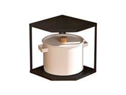 Estante de esquina de cocina de acero al carbono, 2 niveles, negro, 27 x 27 x 27,6 cm