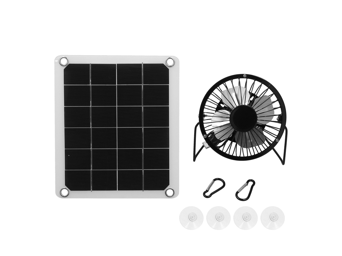 Kit de panel solar de 10 W con ventilador y dos puertos USB para gallinero y granja al aire libre (sin marca)