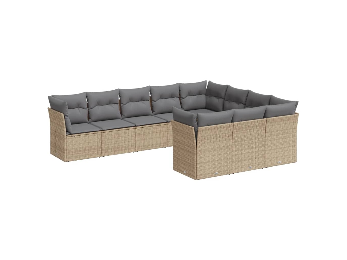 Maison Exclusive - Juego De Sofás Jardín Con Cojines Beige 10 Pzas Ratán Sintético