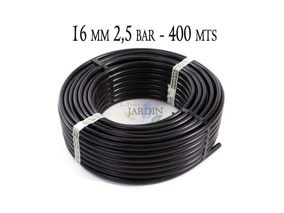 Tuberia Polietileno Agricola 16 Mm 2,5 Bar 400M Negro Sin Goteros SUINGA
