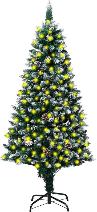 Árbol de Navidad VIDAXL con Luces LED, Piñas y Nieve (Verde - 12x21 cm)
