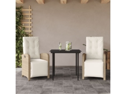 Conjunto de bistró de 3 piezas con cojines de mimbre beige de Dkd Home Decor