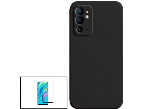 Kit Protector de Cristal Templado 5D Full Cover y Funda Silicona Liquida OnePlus 9RT 5G PHONECARE Negro