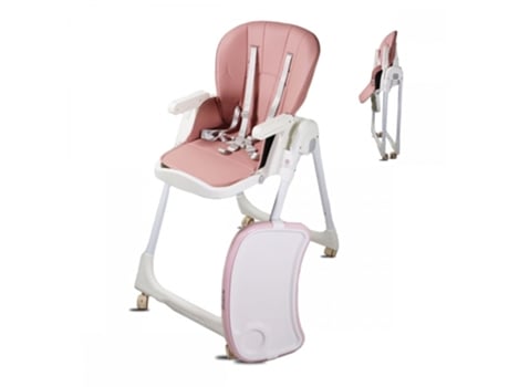 Trona para Bebé Evolutiva Mobiclinic con Ruedas Ajustable y Plegable Bandeja Extraible Rosa