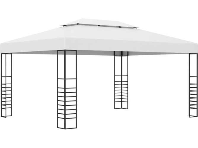 vidaXL Cenador de jardín acero recubrimiento polvo blanco 4x3x2,7 m