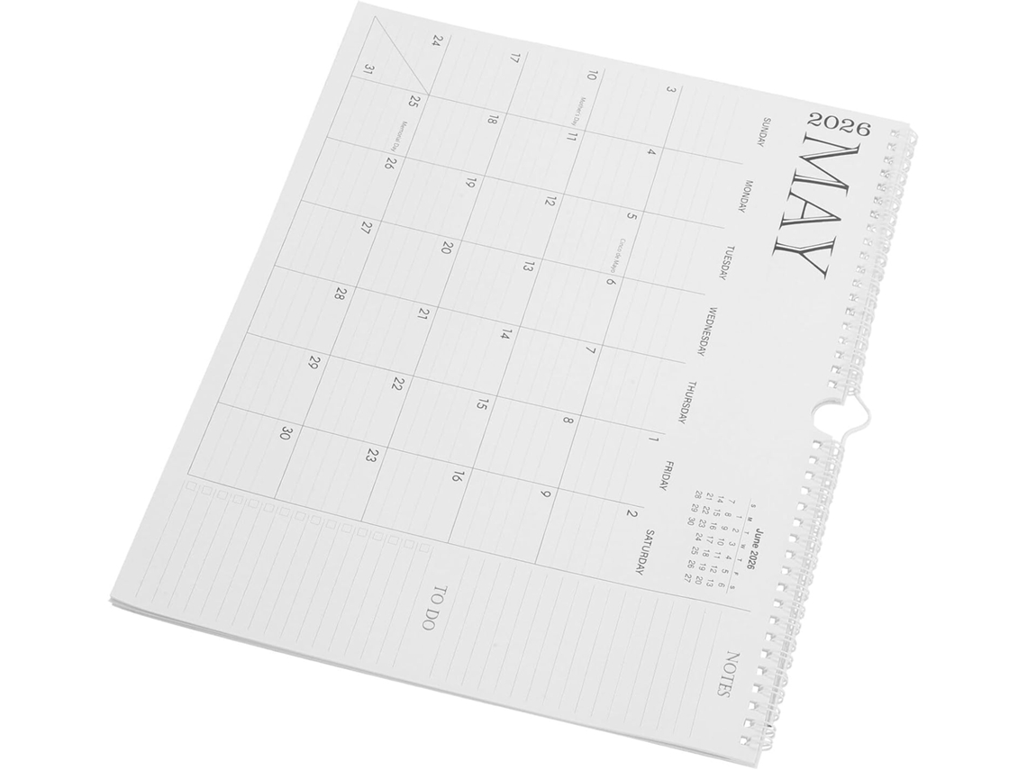 Calendario Pared 18 Meses 2026 2027 Planificador Mensual Formato Espiral Doble Gancho Organizador Oficina