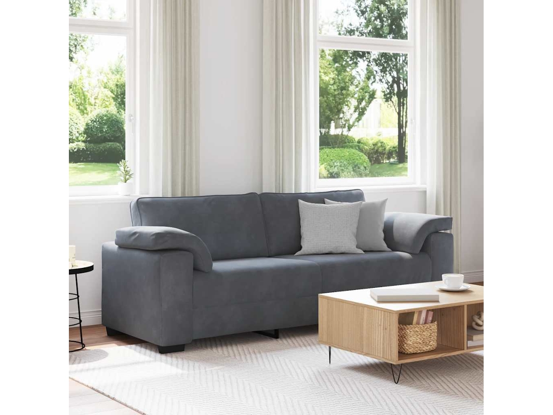 Sofá De 3 Plazas De Terciopelo Gris Oscuro 178 Cm