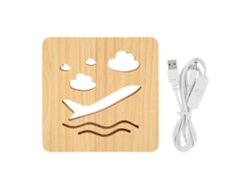 Lámpara De Noche Led Con Forma De Escultura De Madera 3d, 2 W, Luz Blanca Cálida, Diseño Hueco Y Base De Mesa.