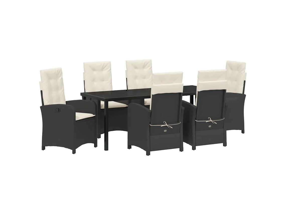 Maison Exclusive - Conjunto De Comedor De Jardín 7 Pcs Negro Ratán Sintético