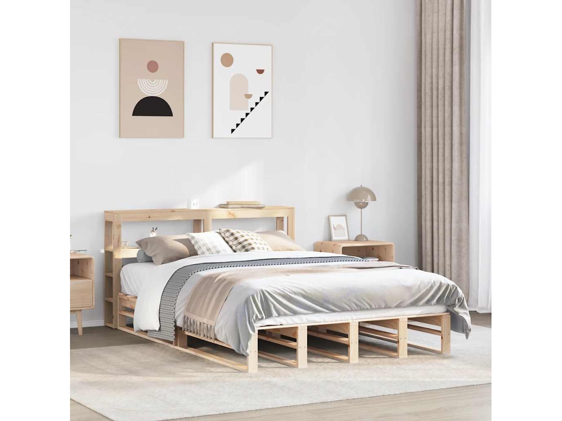 Estructura De Cama Sin Colchón Madera Maciza De Pino 160x200 Cm
