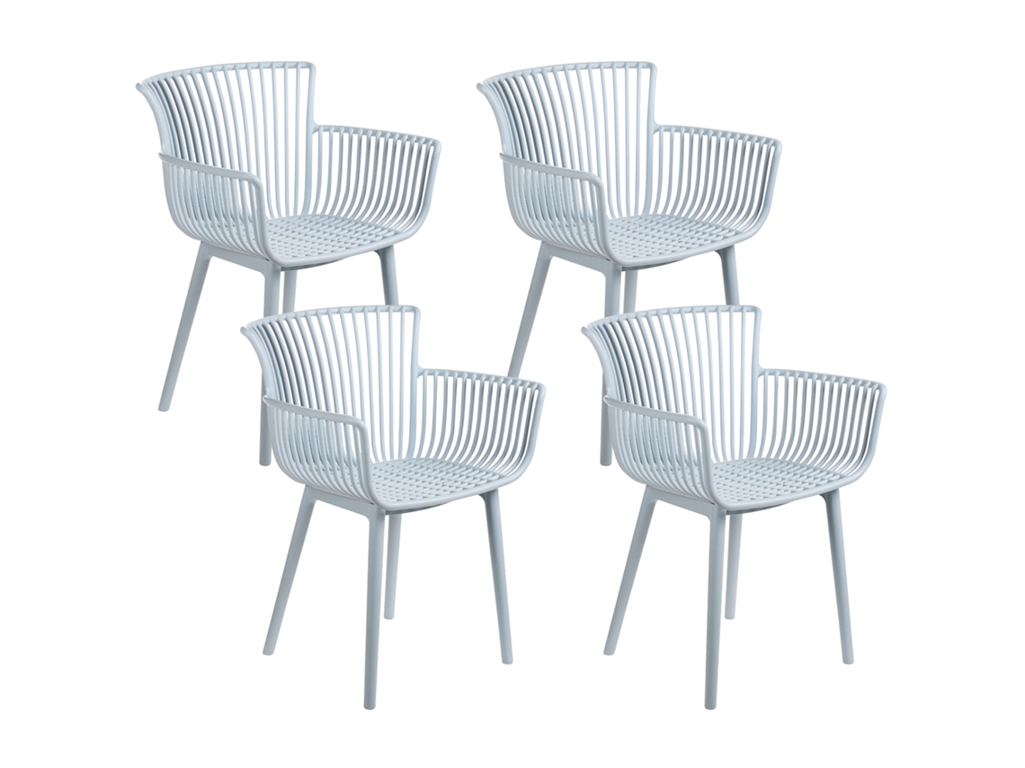 Conjunto De 4 Sillas De Plástico Para Interior Y Exterior Beliani Pesaro De Polipropileno Azul 58x45x84