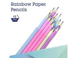 2026-12 Lápices Arcoíris De Papel Reciclado, Preafilados, 2hb, Ecoamigables Para Escuela Y Oficina
