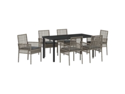 Conjunto de Jantar para Jardim 7 Pcs Cinzeto Vime Pe MAISON EXCLUSIVE
