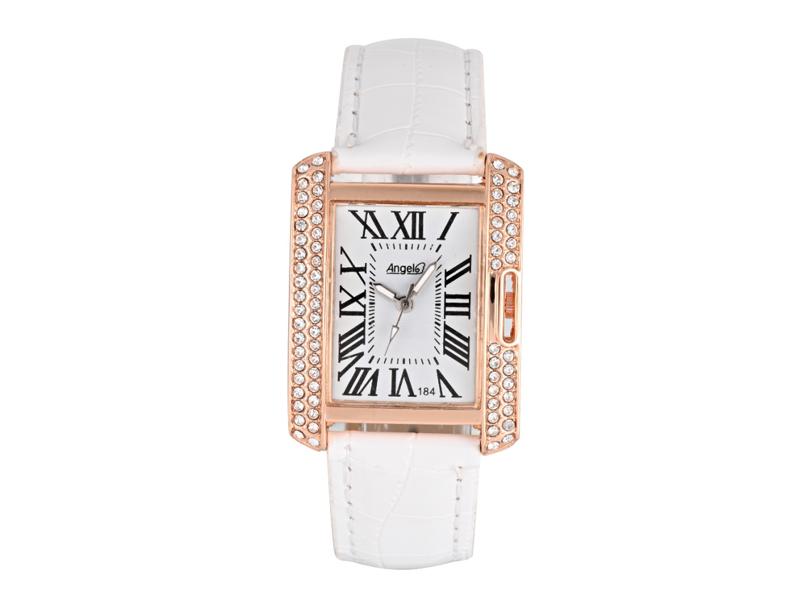 Reloj De Pulsera De Mujer De Poliuretano Con Diamantes De Imitación Y Movimiento De Cuarzo (correa Blanca)