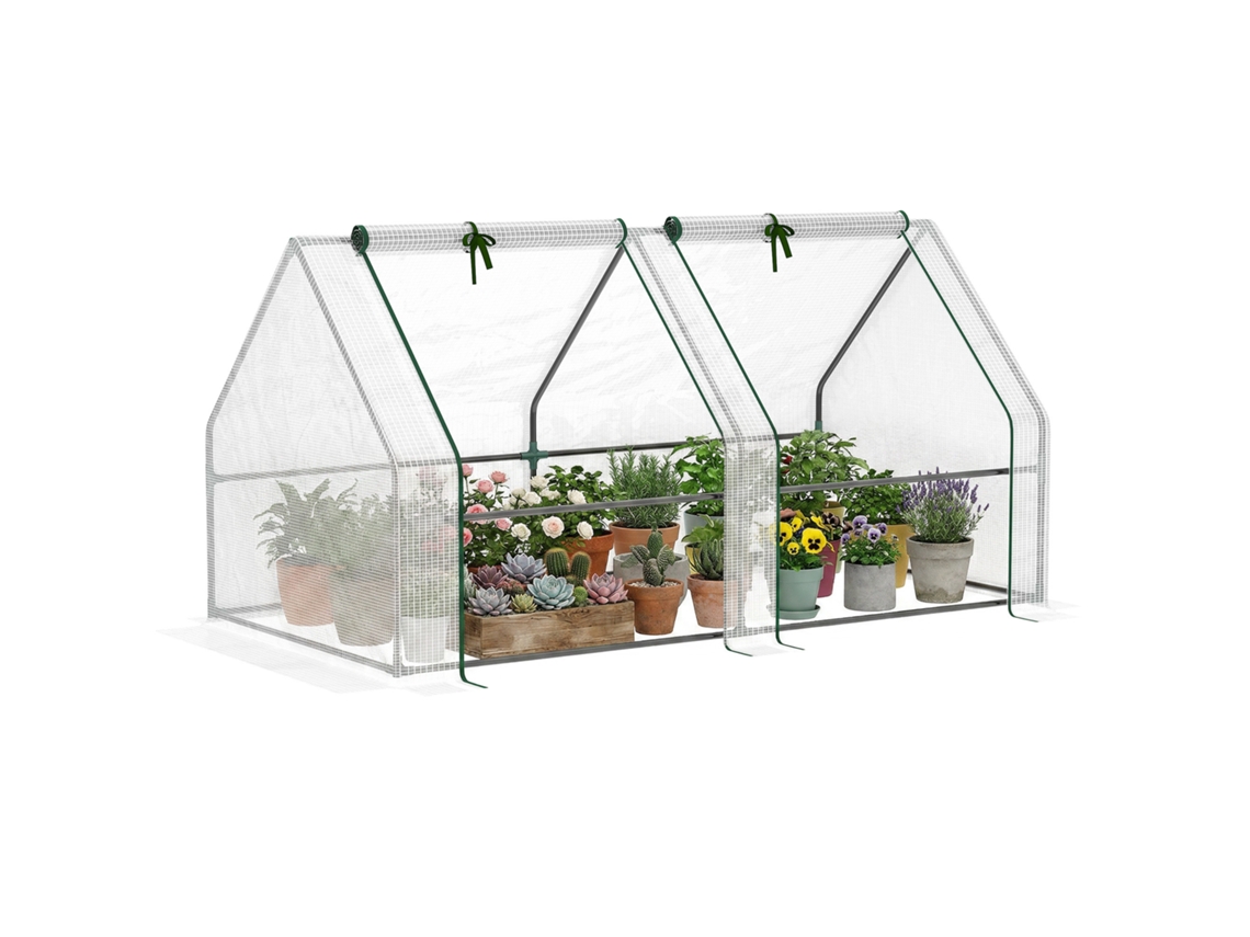 Mini Estufa Galpão 180x90x90cm Aço 2 Janelas Branca