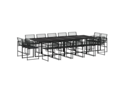 Conjunto 15 de comedor de jardín VIDAXL ratán sintético negro