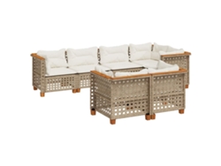 Maison Exclusive - Set Sofás De Jardín 7 Piezas Y Cojines Ratán Sintético Beige