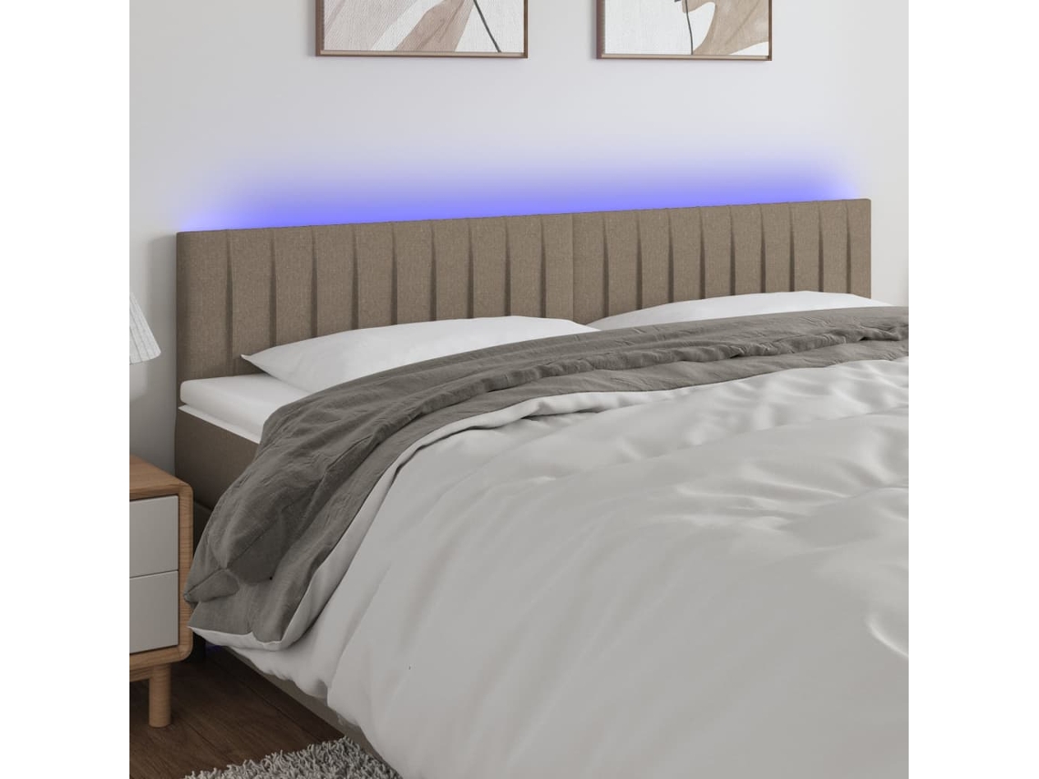 Cabecero Con Led De Tela Gris Taupe 200x5x78/88 Cm