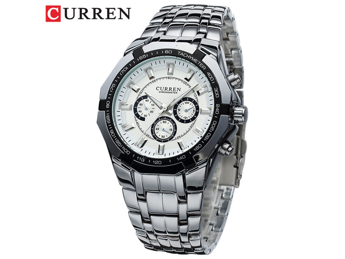 Reloj de cuarzo de precisión para hombre (blanco), ideal para negocios, con efecto de tres esferas.
