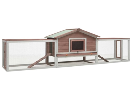 vidaXL Conejera de madera maciza pino y abeto color moca 310x70x87 cm