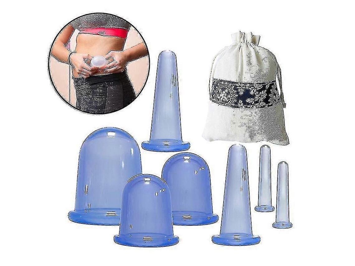 Juego De 7 Ventosas De Silicona Para Masaje De Acupuntura Con Bolsa De Almacenamiento.