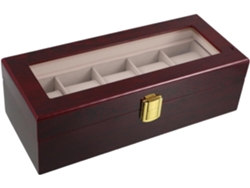 Caja Para Relojes De Madera Lacada En Rojo Con Compartimentos, Estuche Unisex Para Guardar Relojes De Viaje.