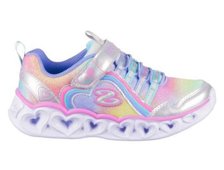 Zapatillas Deportivas SKECHERS Heart Lights Rainbow Lux (Plateado, Rosa, Azul - Tejido, Material Sintético- 32)