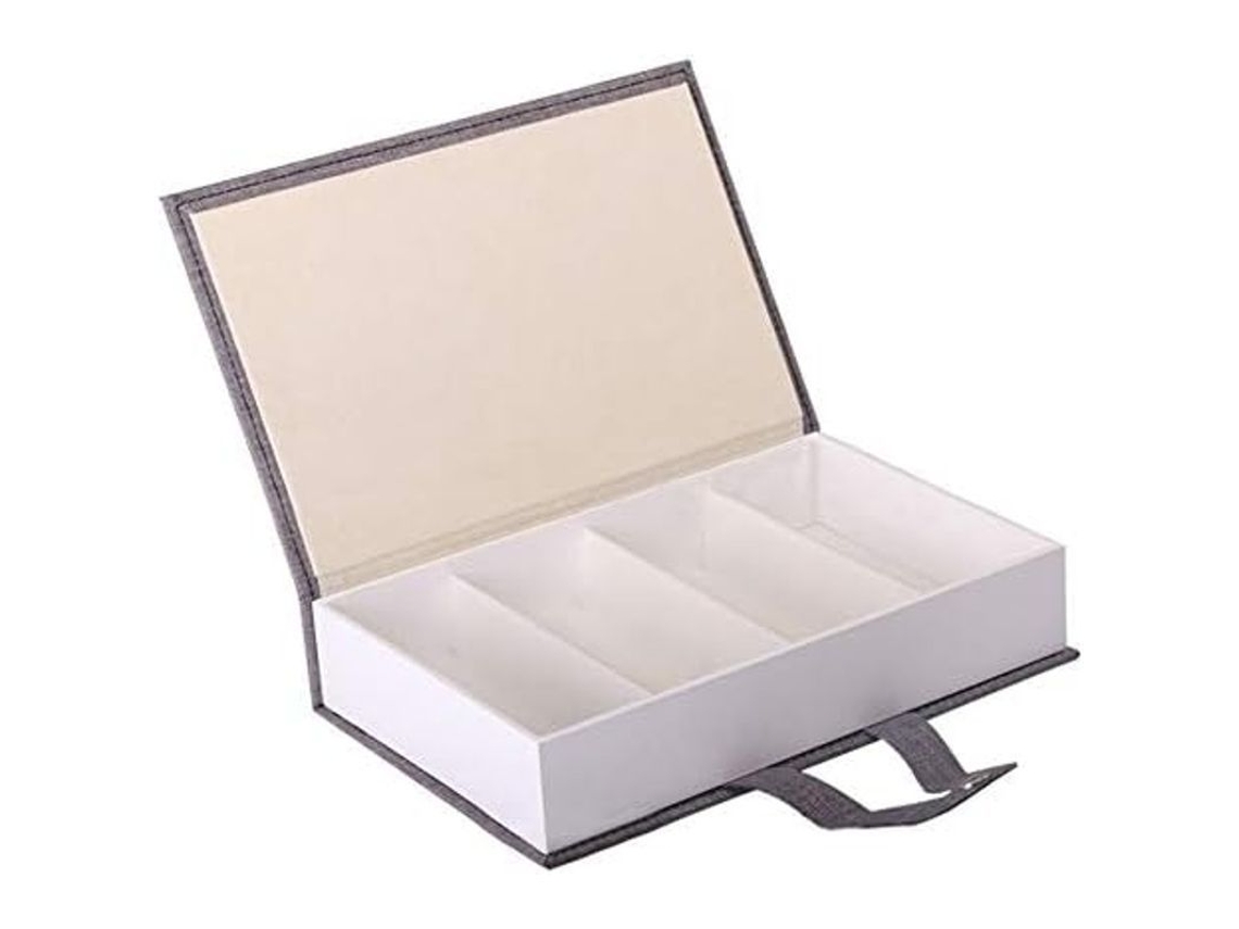 Estuche Organizador De Gafas De Malla Gris, Estilo Libro, Con 4 Compartimentos.