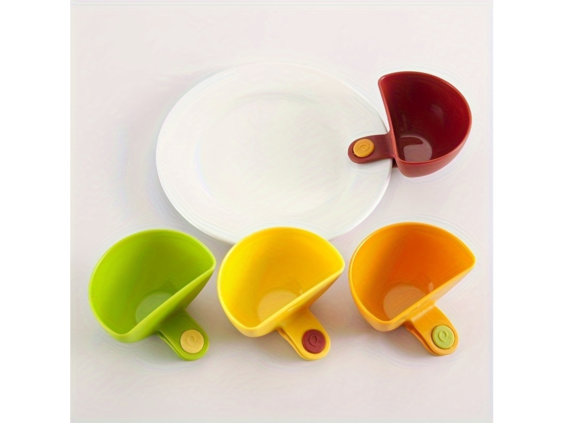 Es Un Juego De 4 Platos Semicirculares Únicos Con Pinzas. Son Perfectos Para Servir Salsas, Aderezos Para Ensaladas Y Más, Y También Se Pued