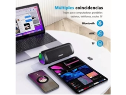 Altavoces Bluetooth portátiles recargables con luces RGB en negro Yizhood