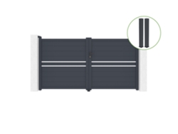 Puerta abatible 3m CIMONE H.160cm aluminio gris 2 postes 20x20cm H.190cm CASANOOV
