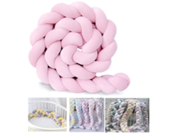 Protector de cuna, protección contra impactos, protector suave para cuna de bebé (rosa - 2 metros) Spqment