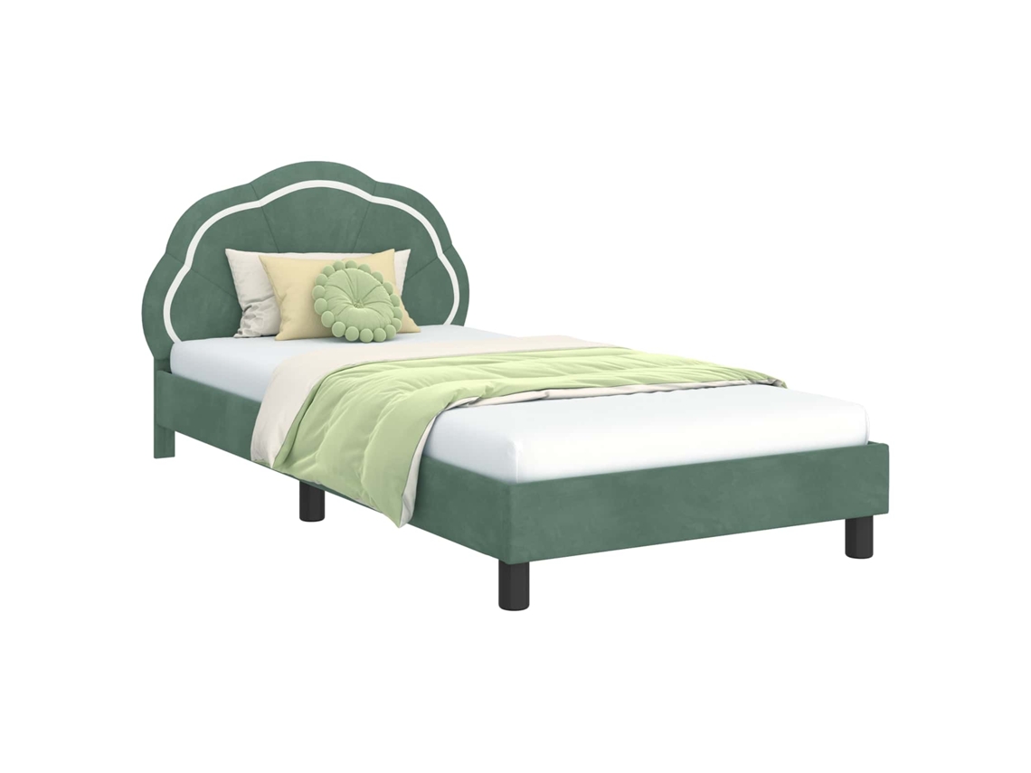 Maison Exclusive - Cama Para Niños Con Cabecero Verde Mar 90 X 190 Cm Terciopelo