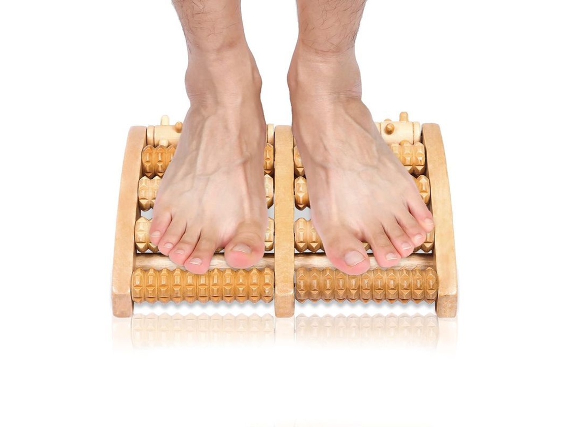 Rodillo De Madera Para Masaje De Pies, Equipo De Reflexología Relajante Con Ruedas De 2x5 Pulgadas.