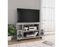 Mueble de Armario Tv con Ruedas 80X40X40Cm Contrachapado Gris Cemento