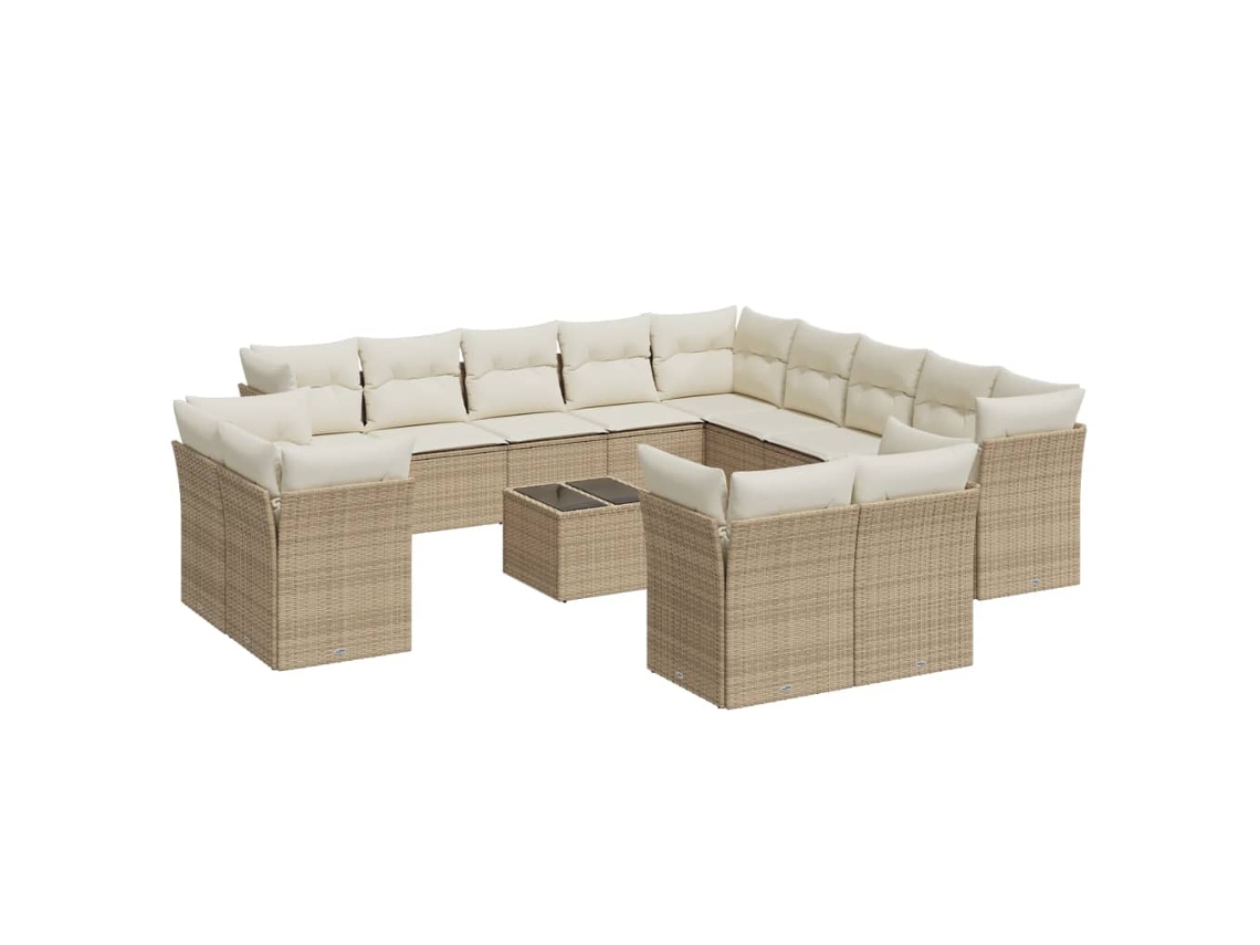 Maison Exclusive - Set Sofás De Jardín 14 Pzas Con Cojines Ratán Sintético Beige