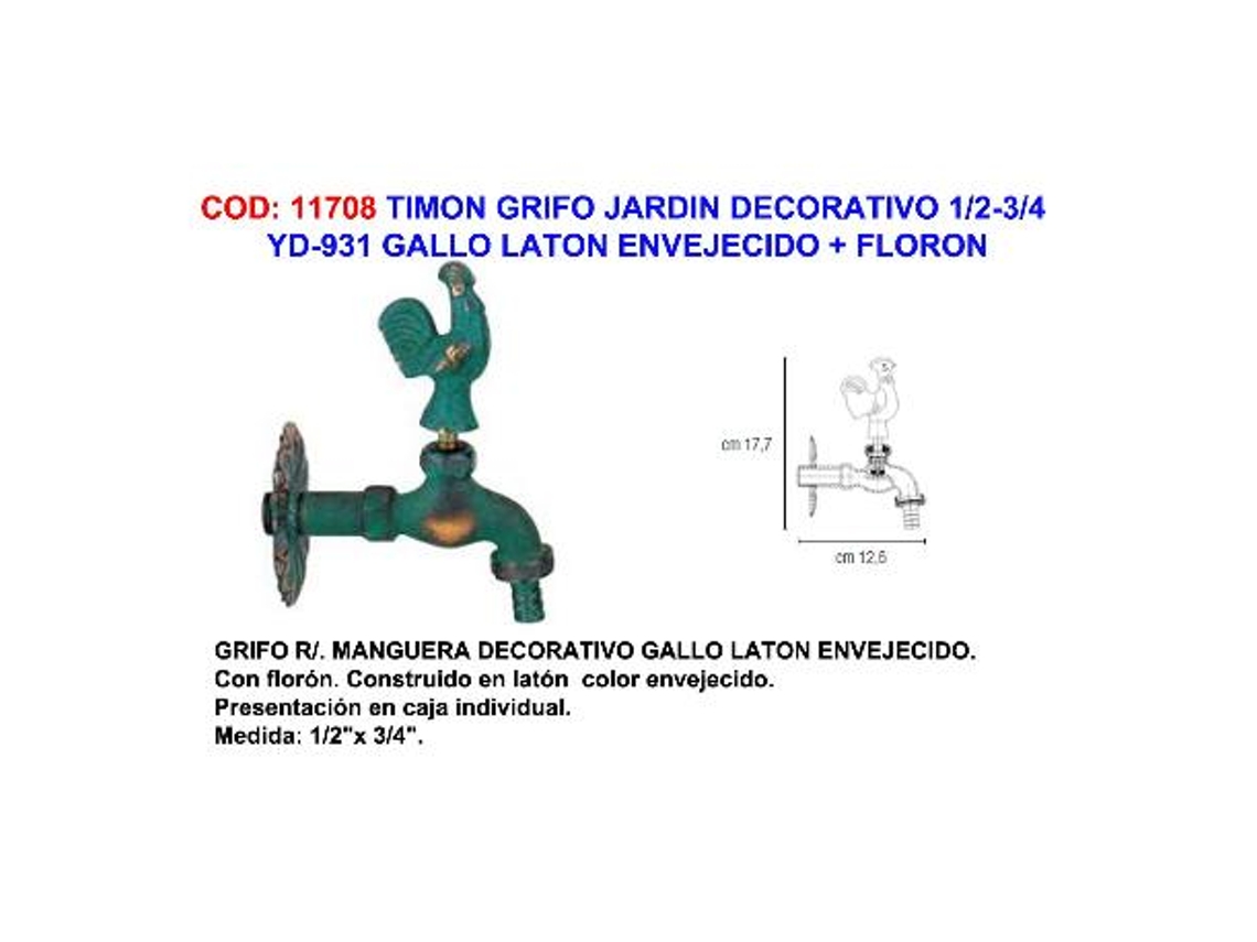 Timon grifo jardin decorativo yd931 gallo 1-2-3-4 laton env+flor