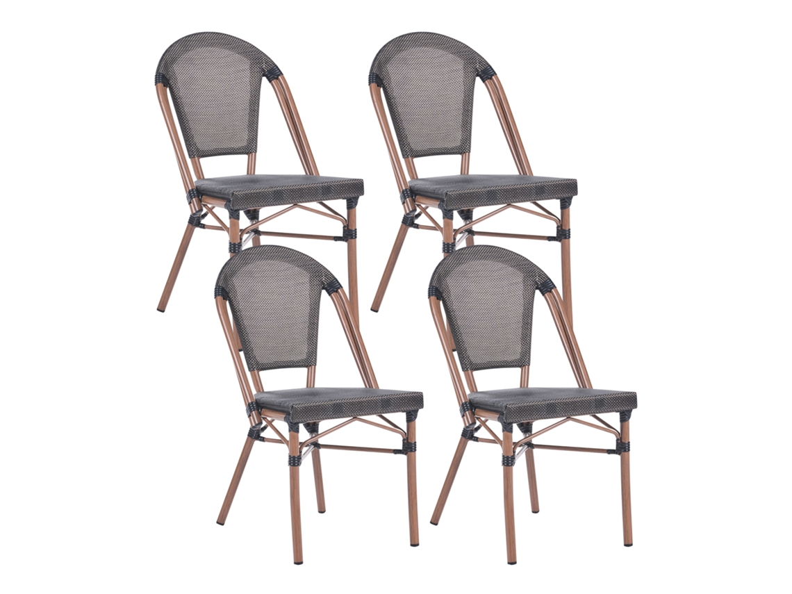 Conjunto De 4 Cadeiras De Jardim Beliani Rifreddo De Ratan Sintético Cinzento 46x57x88