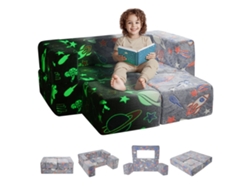 VEVOR 4 PCS Sofá Infantil que Brilla en la Oscuridad de 100 x 100 x 20 cm, Gris