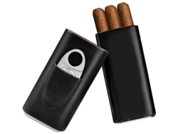 Accesorios Para Humidor De Cigarrillos - Estuche De Viaje Con Cortador, Regalo Para Hombres, Negro