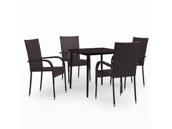 Maison Exclusive - Juego De Comedor De Jardín 5 Piezas Con Cojines Marrón Y Negro