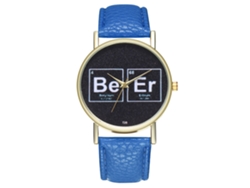 Reloj De Pulsera Unisex De Cuarzo Con Correa De Piel Sintética, Estilo Casual, Azul Marino.