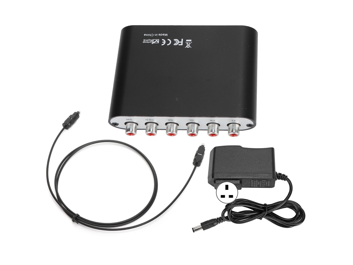 Decodificador De Áudio Metal Ay42a 2.0 Dts 5.1 Com Entrada Spdif Coaxial E Saída Rca Para Tv Blu-ray Ps3 Xbox