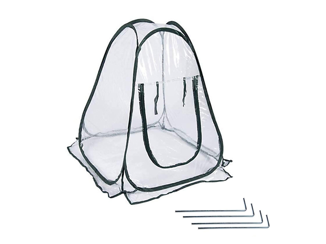 Pequeño invernadero portátil plegable para jardines de suculentas, protegido de la lluvia y el viento.